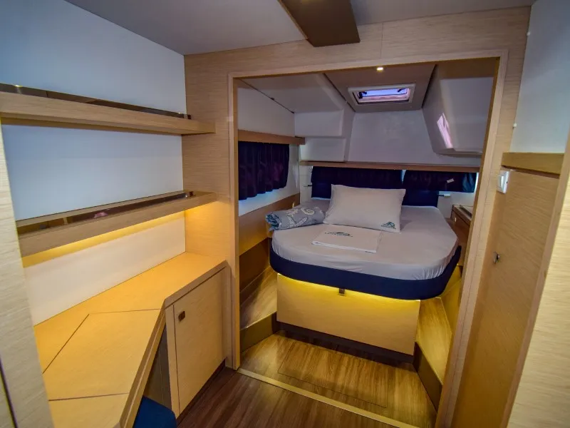 Cabin on Amber, a Fountaine Pajot Lucia 40 catamaran at Marmaris, Turkey