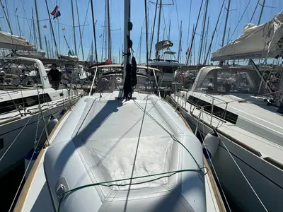 Deck of Why Not, a Jeanneau Sun Odyssey 349 sailboat at Grad Biograd na Moru, Croatia