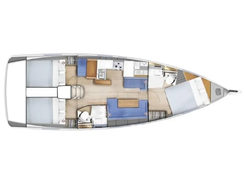 Floor plan of Alboran Albariño, a Jeanneau Sun Odyssey 410 sailboat at es Jonquet, Spain