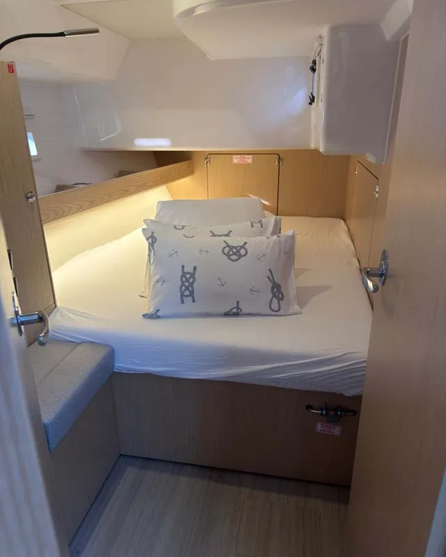Cabin on Arcalis, a Bavaria Voyager 45 sailboat at Split, Croatia