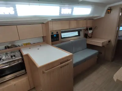 Galley of Celestia, a Bavaria C42 sailboat at Volos, Greece