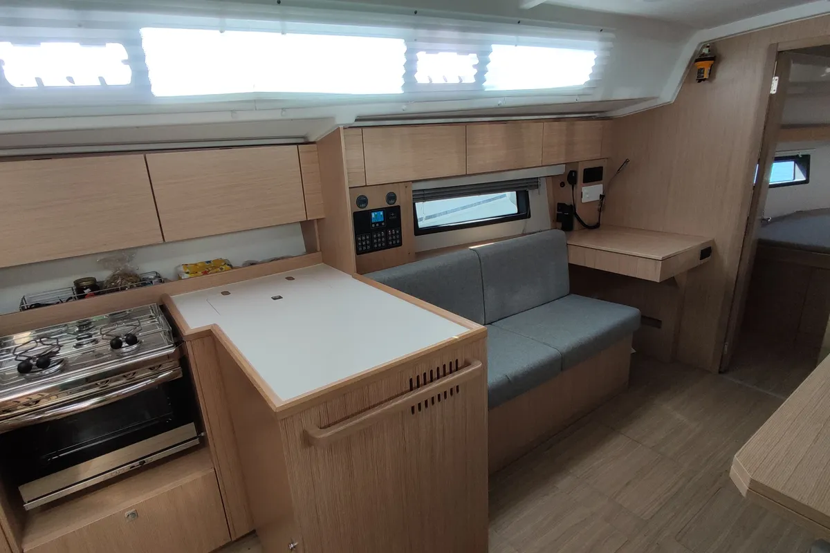 Galley of Celestia, a Bavaria C42 sailboat at Volos, Greece