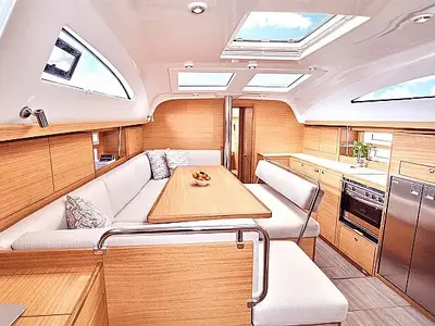 Salon of Lillemor II, a Elan Impression 45.1 sailboat at Grad Trogir, Croatia