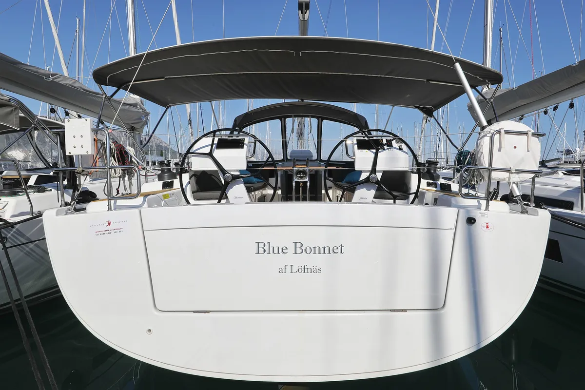 Exterior view of Blue Bonnet Af Lovnas - OW, a Hanse 505 sailboat at Grad Biograd na Moru, Croatia