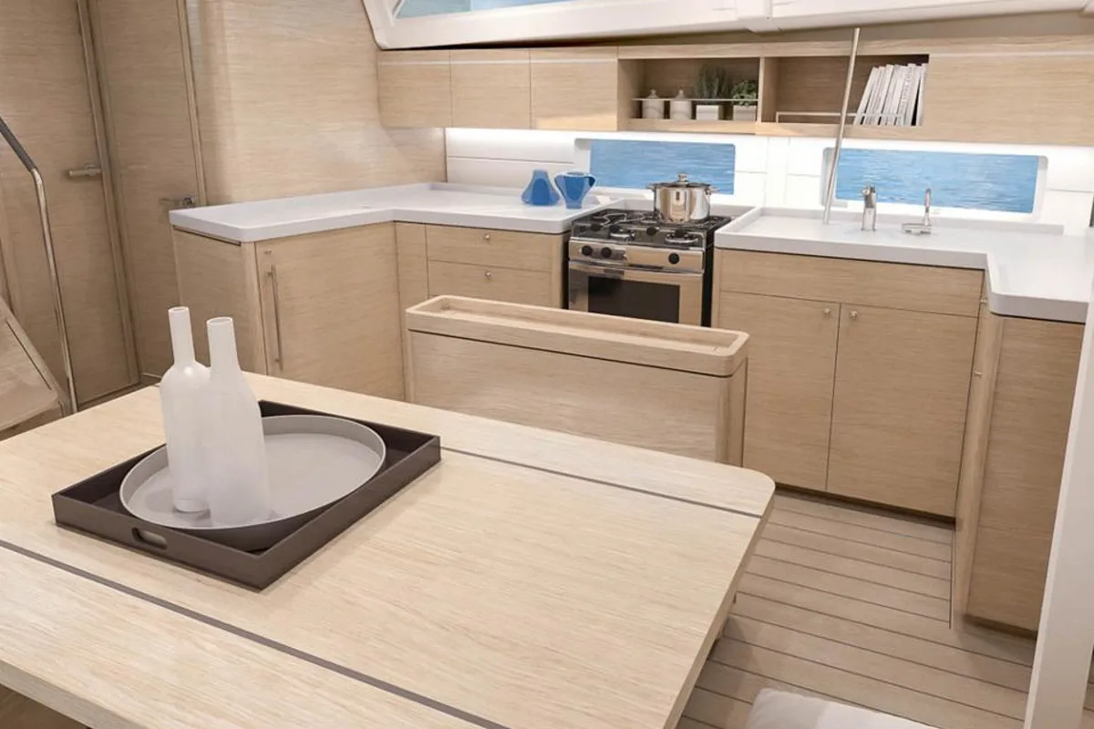 Galley of Moorings 46.3 Club, a Beneteau Oceanis 46.1 sailboat at English Harbour, Antigua and Barbuda