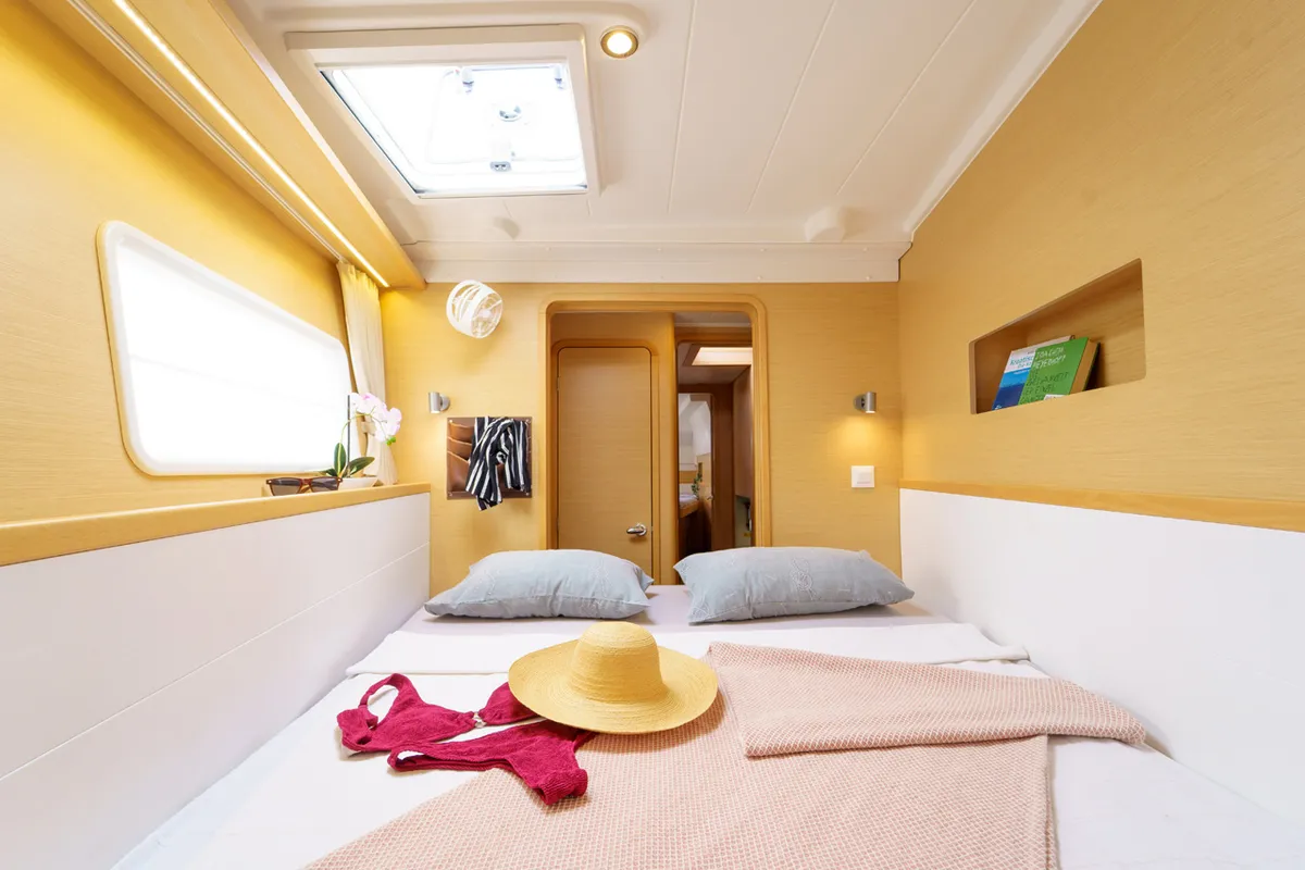 Cabin on Miss Moneypenny, a Lagoon 400 S2 catamaran at Grad Šibenik, Croatia