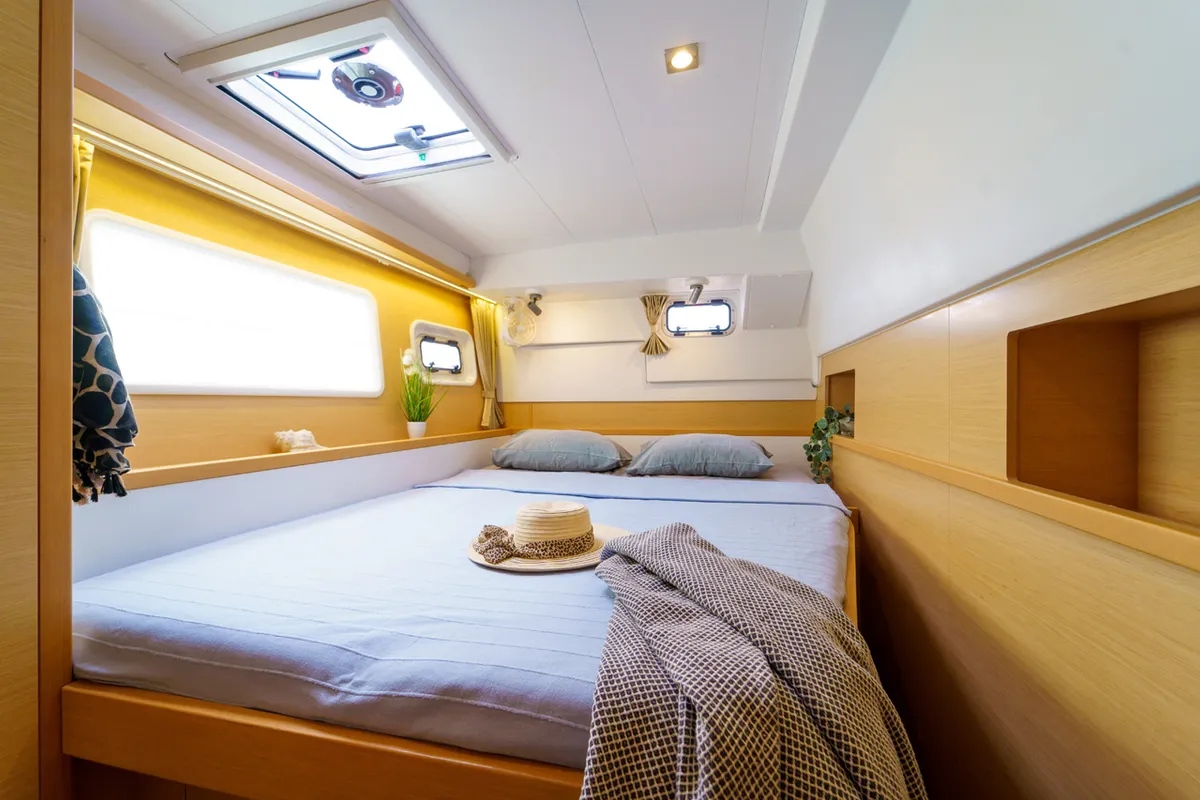 Cabin on Miss Moneypenny, a Lagoon 400 S2 catamaran at Grad Šibenik, Croatia
