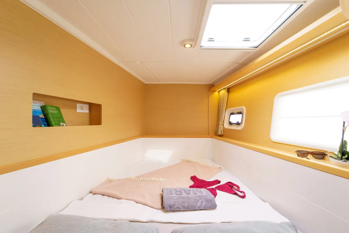 Cabin on Miss Moneypenny, a Lagoon 400 S2 catamaran at Grad Šibenik, Croatia