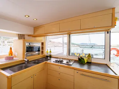 Galley of Miss Moneypenny, a Lagoon 400 S2 catamaran at Grad Šibenik, Croatia