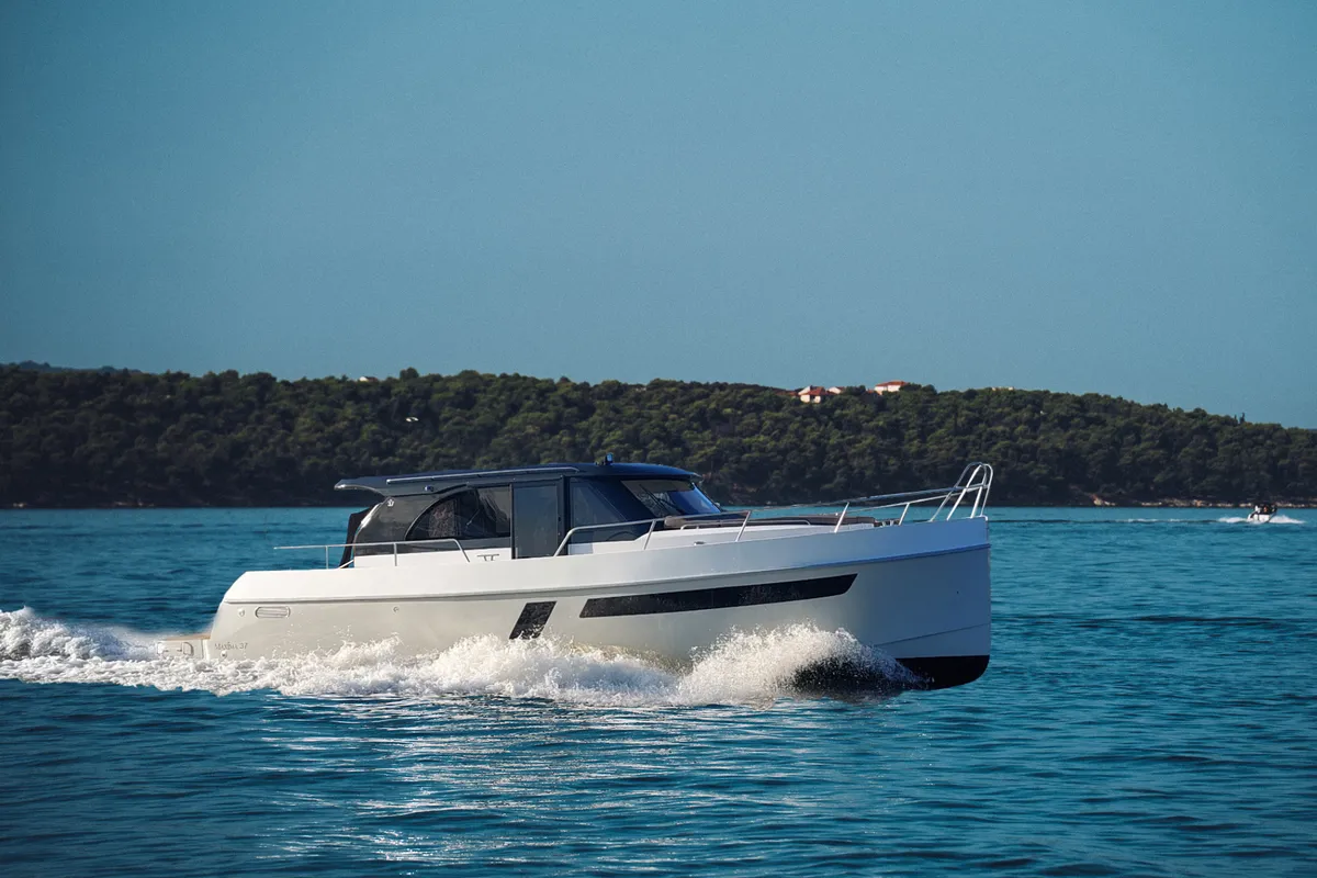 Exterior view of Hvar, a Maxima 37 motor yacht at Seget Donji, Croatia