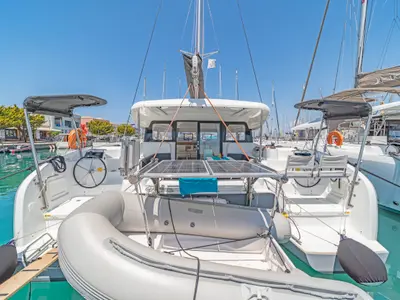 Cockpit of Phos, a Excess 11 catamaran at Municipal Unit of Lefkada, Greece
