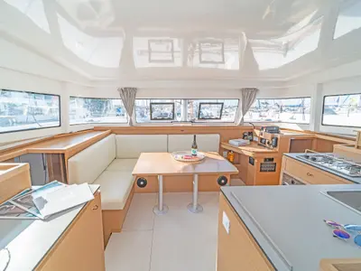 Salon of Phos, a Excess 11 catamaran at Municipal Unit of Lefkada, Greece