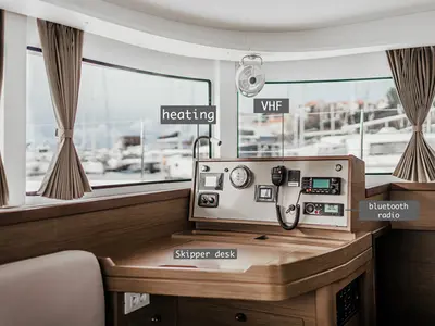 Cockpit of ARTEMIS, a Lagoon 42 catamaran at Grad Šibenik, Croatia