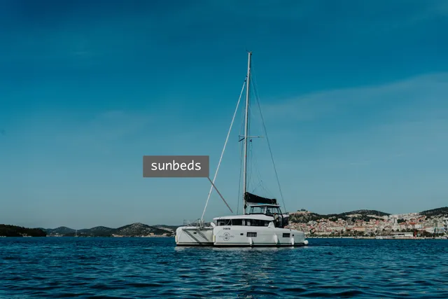 Exterior view of ARTEMIS, a Lagoon 42 catamaran at Grad Šibenik, Croatia