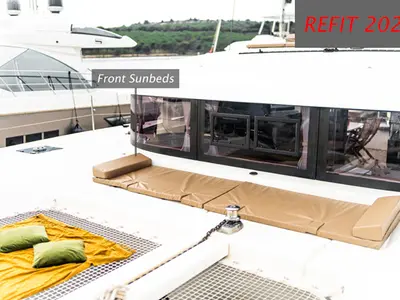 Deck of ARTEMIS, a Lagoon 42 catamaran at Grad Šibenik, Croatia