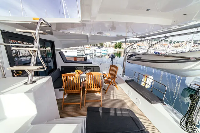 Deck of ARTEMIS, a Lagoon 42 catamaran at Grad Šibenik, Croatia