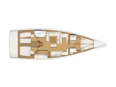 Floor plan of Calypso, a Dufour 520 Grand Large sailboat at Sithonia Municipal Unit, Greece