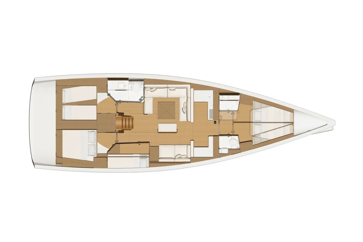 Floor plan of Calypso, a Dufour 520 Grand Large sailboat at Sithonia Municipal Unit, Greece