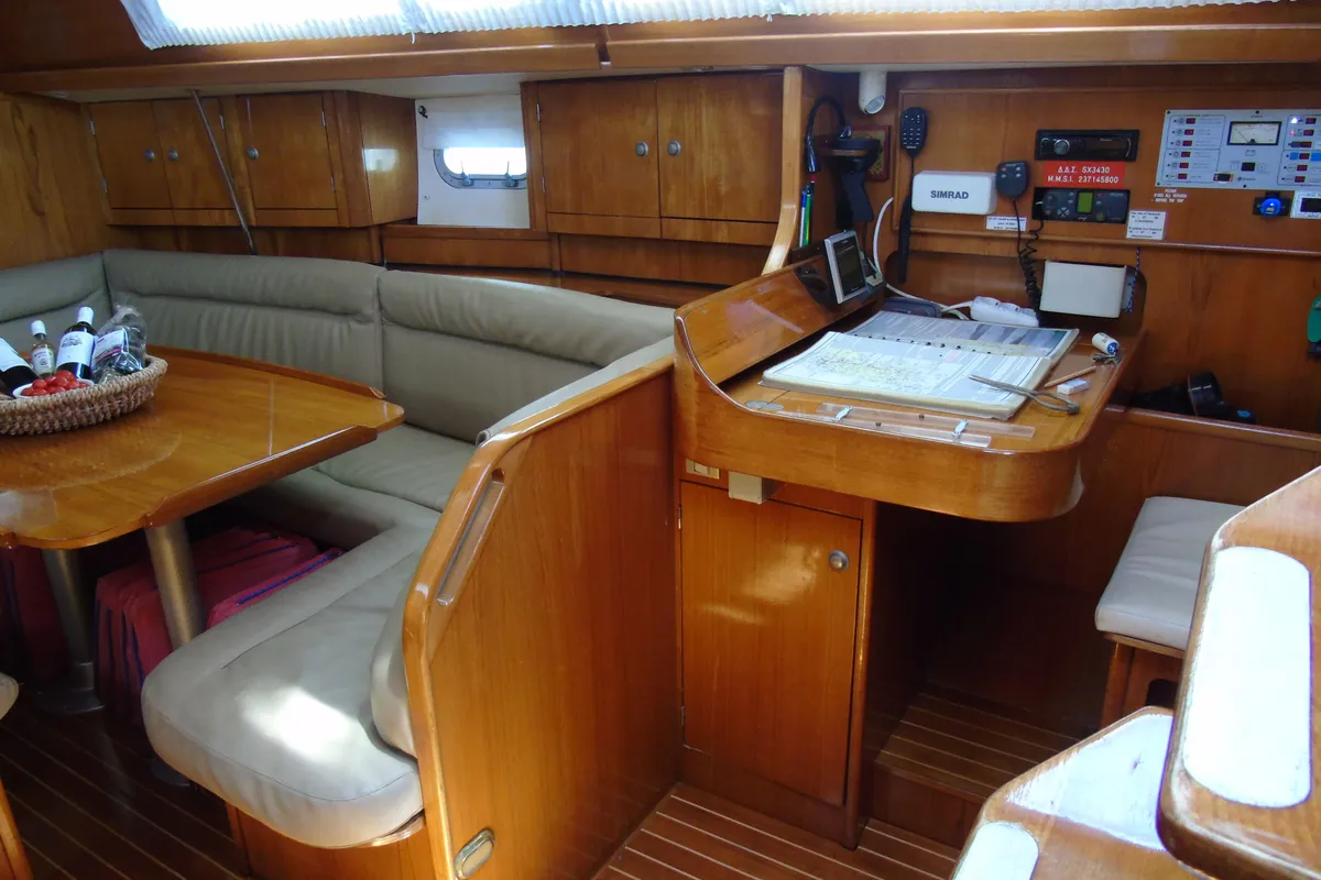 Salon of Calma, a Jeanneau Sun Odyssey 37.1 sailboat at Municipal Unit of Lefkada, Greece