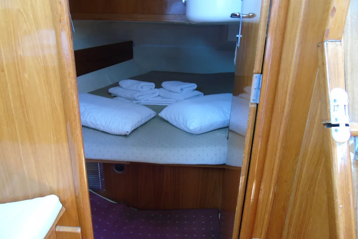 Cabin on Calma, a Jeanneau Sun Odyssey 37.1 sailboat at Municipal Unit of Lefkada, Greece