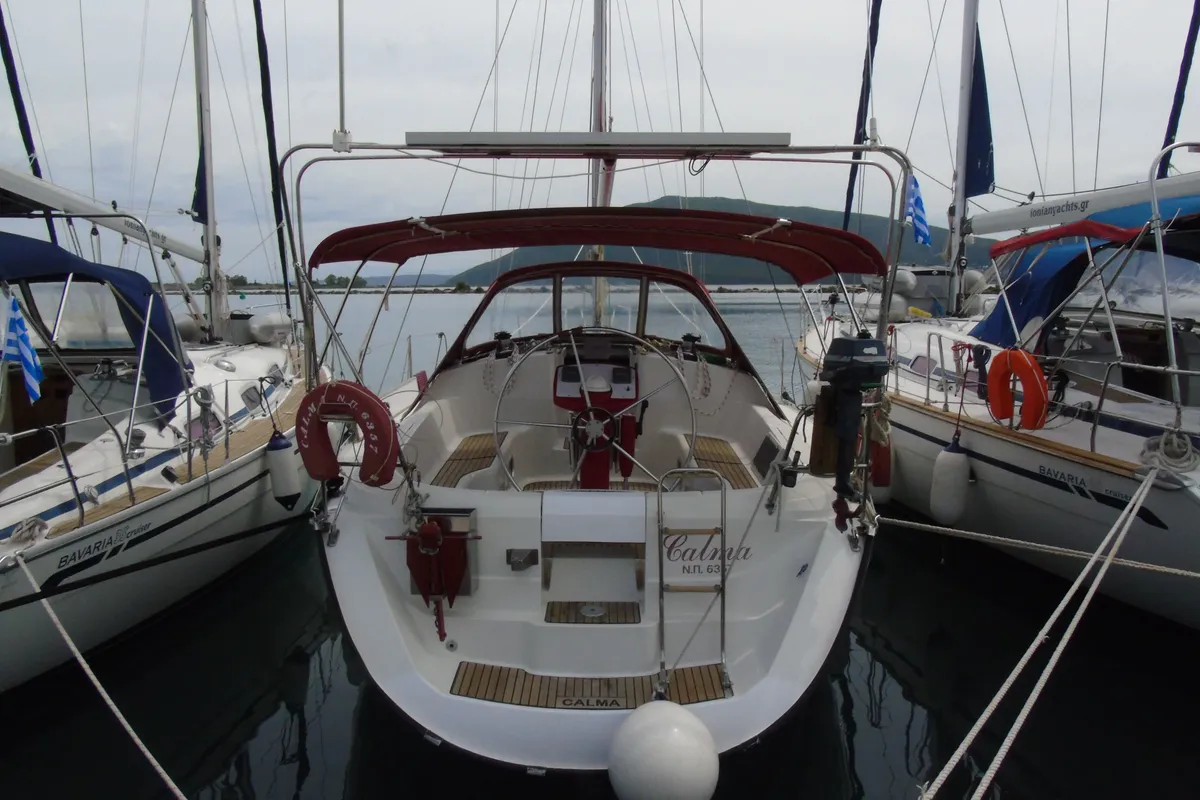Exterior view of Calma, a Jeanneau Sun Odyssey 37.1 sailboat at Municipal Unit of Lefkada, Greece