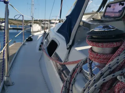 Deck of Sea King, a Bavaria 42 Cruiser sailboat at Primošten, Croatia