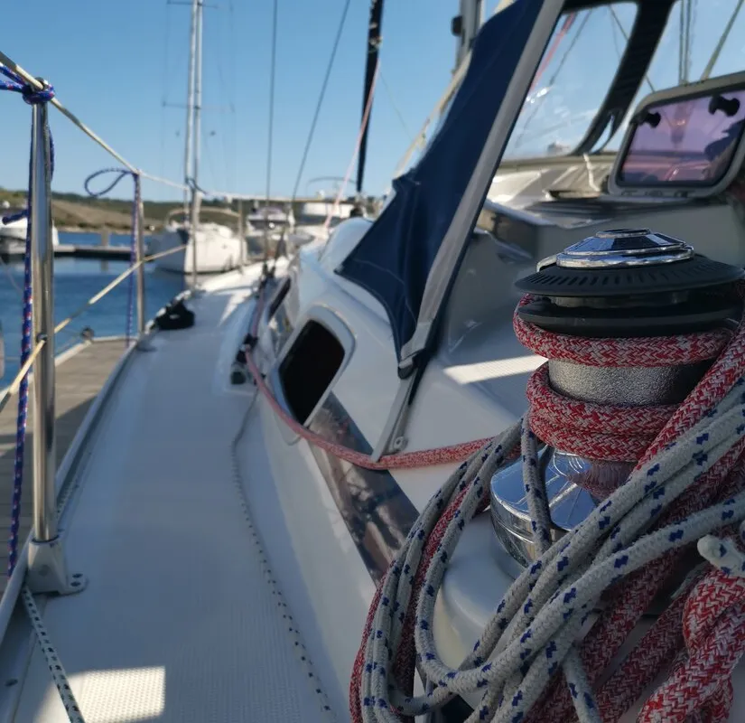 Deck of Sea King, a Bavaria 42 Cruiser sailboat at Primošten, Croatia