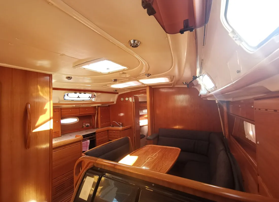 Salon of Sea King, a Bavaria 42 Cruiser sailboat at Primošten, Croatia