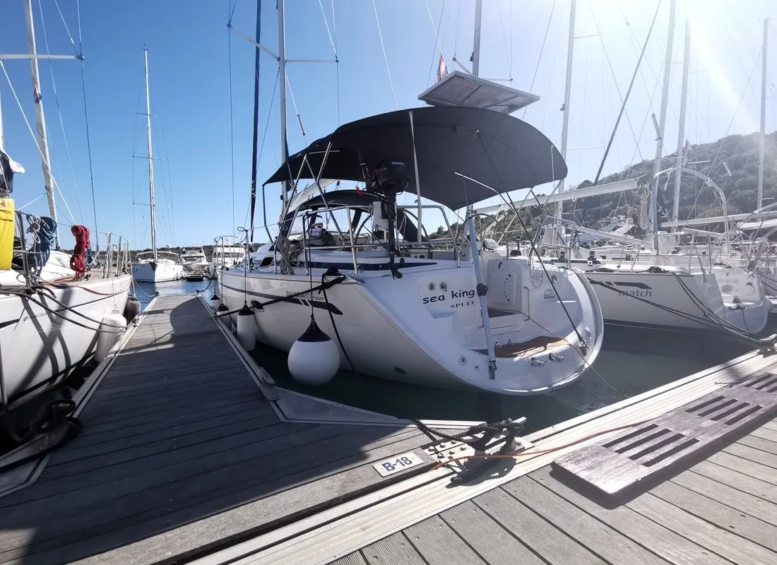 Exterior view of Sea King, a Bavaria 42 Cruiser sailboat at Primošten, Croatia