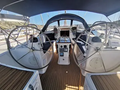 Cockpit of Sea King, a Bavaria 42 Cruiser sailboat at Primošten, Croatia