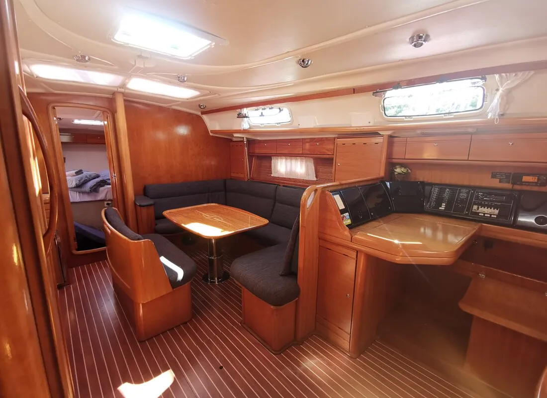 Salon of Sea King, a Bavaria 42 Cruiser sailboat at Primošten, Croatia