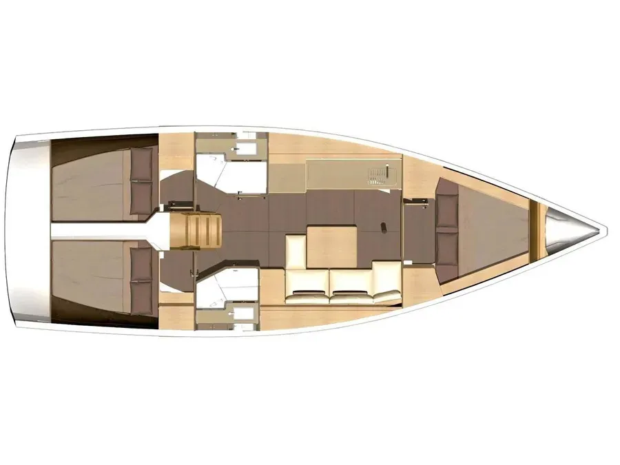 Floor plan of Excalibur, a Dufour 382 Grand Large sailboat at Kerners, France