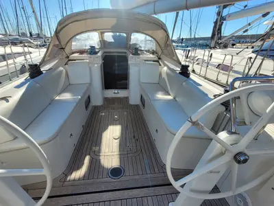 Cockpit of Papillon, a Italia Yachts 13.98 sailboat at Rosignano Solvay, Italy