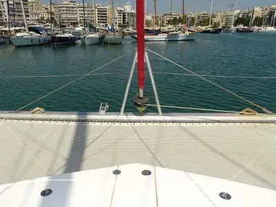 Deck of La Luna, a Leopard 44 catamaran at es Jonquet, Spain