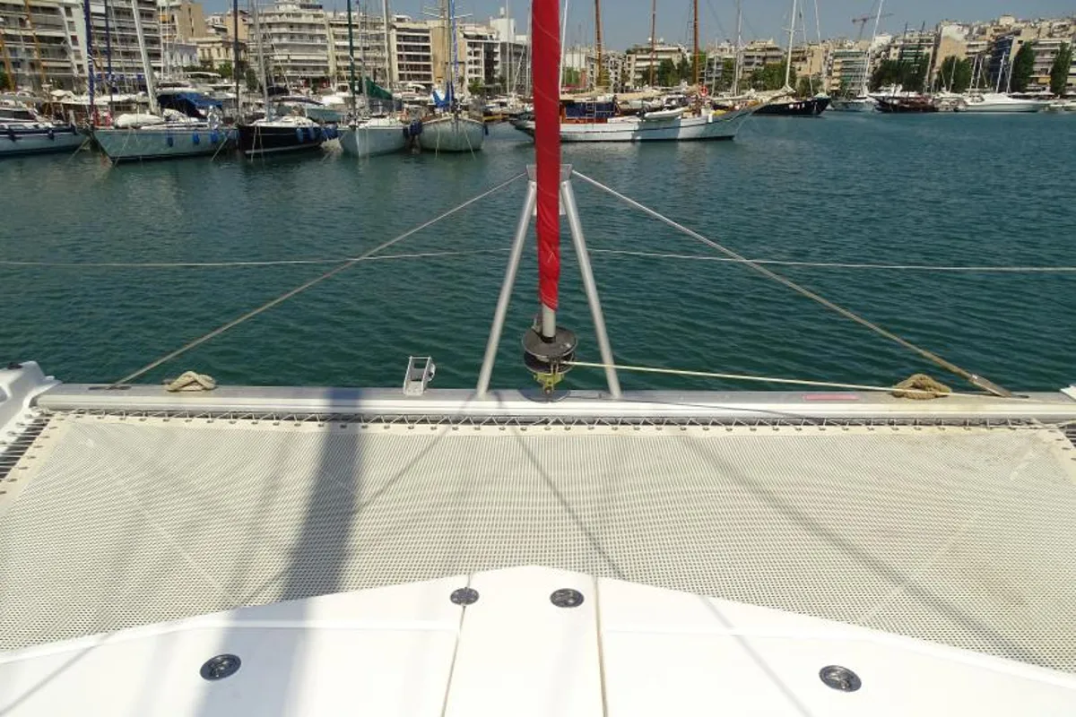 Deck of La Luna, a Leopard 44 catamaran at es Jonquet, Spain