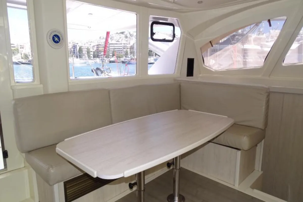 Salon of La Luna, a Leopard 44 catamaran at es Jonquet, Spain