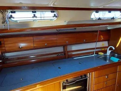 Galley of Kigo 2, a Bavaria 44 sailboat at Grad Rijeka, Croatia