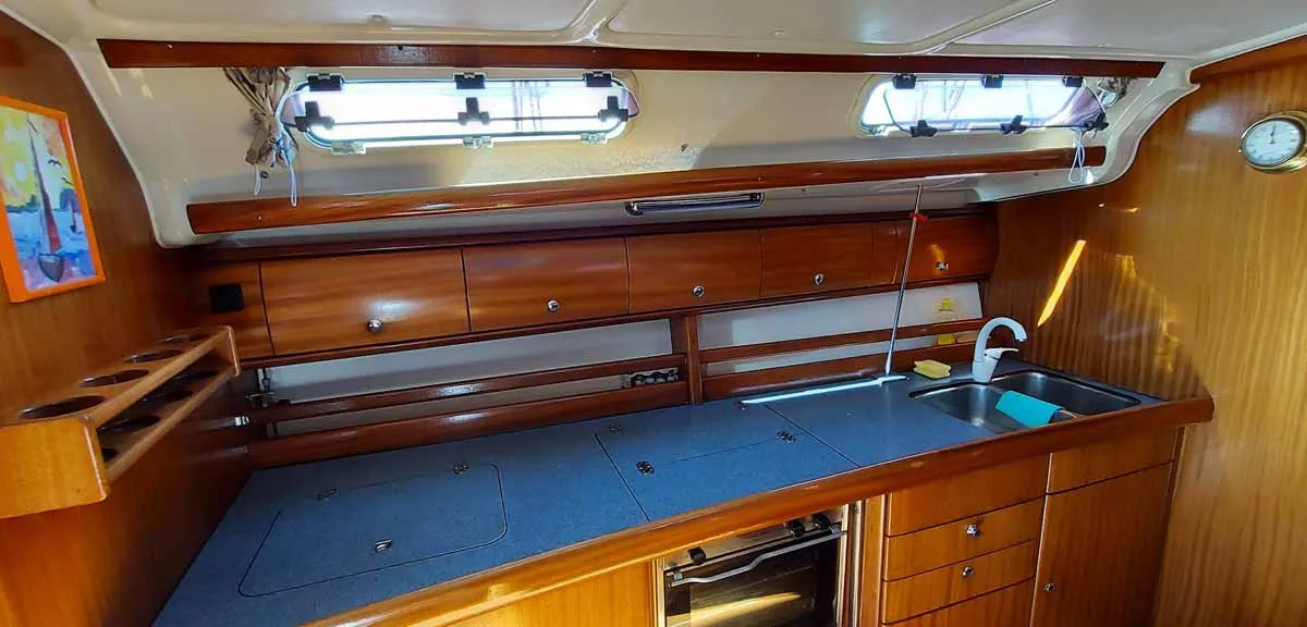 Galley of Kigo 2, a Bavaria 44 sailboat at Grad Rijeka, Croatia