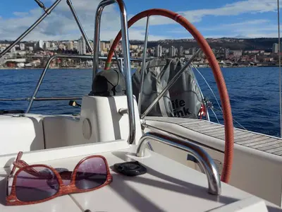 Cockpit of Kigo 2, a Bavaria 44 sailboat at Grad Rijeka, Croatia