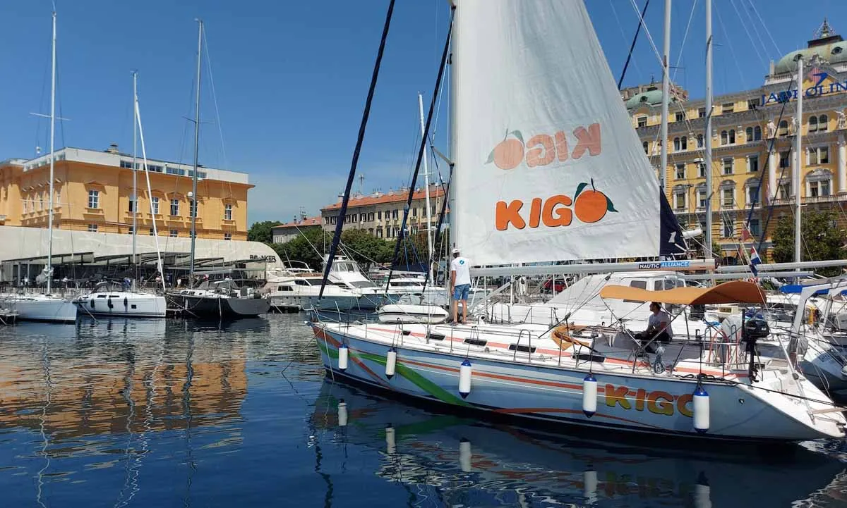 Exterior view of Kigo 2, a Bavaria 44 sailboat at Grad Rijeka, Croatia