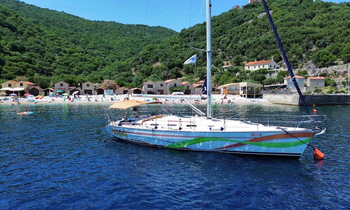 Exterior view of Kigo 2, a Bavaria 44 sailboat at Grad Rijeka, Croatia