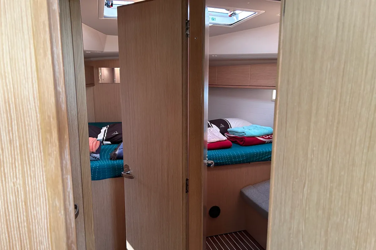 Cabin on Suncity 6, a Bavaria Cruiser 46 sailboat at Fethiye, Turkey