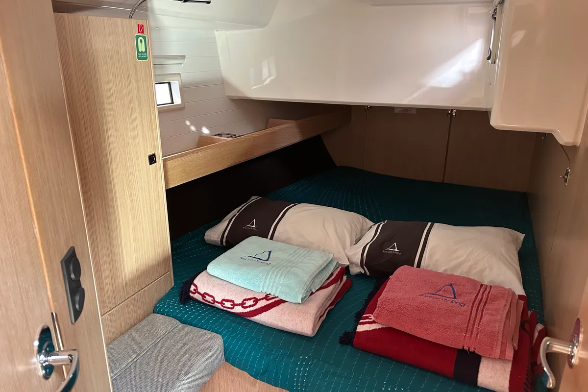 Cabin on Suncity 6, a Bavaria Cruiser 46 sailboat at Fethiye, Turkey