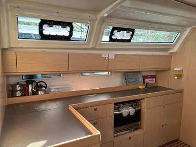 Galley of Suncity 6, a Bavaria Cruiser 46 sailboat at Fethiye, Turkey