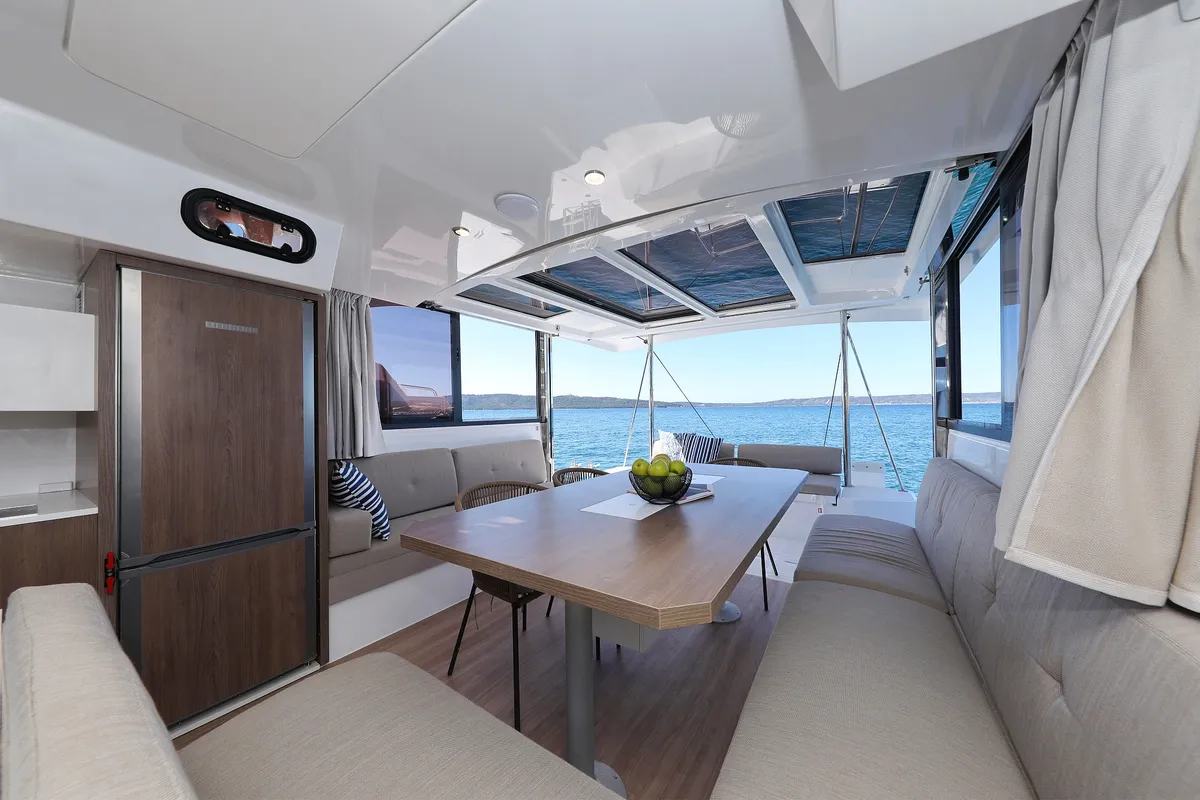 Salon of Toma, a Bali Catspace catamaran at Grad Kaštela, Croatia