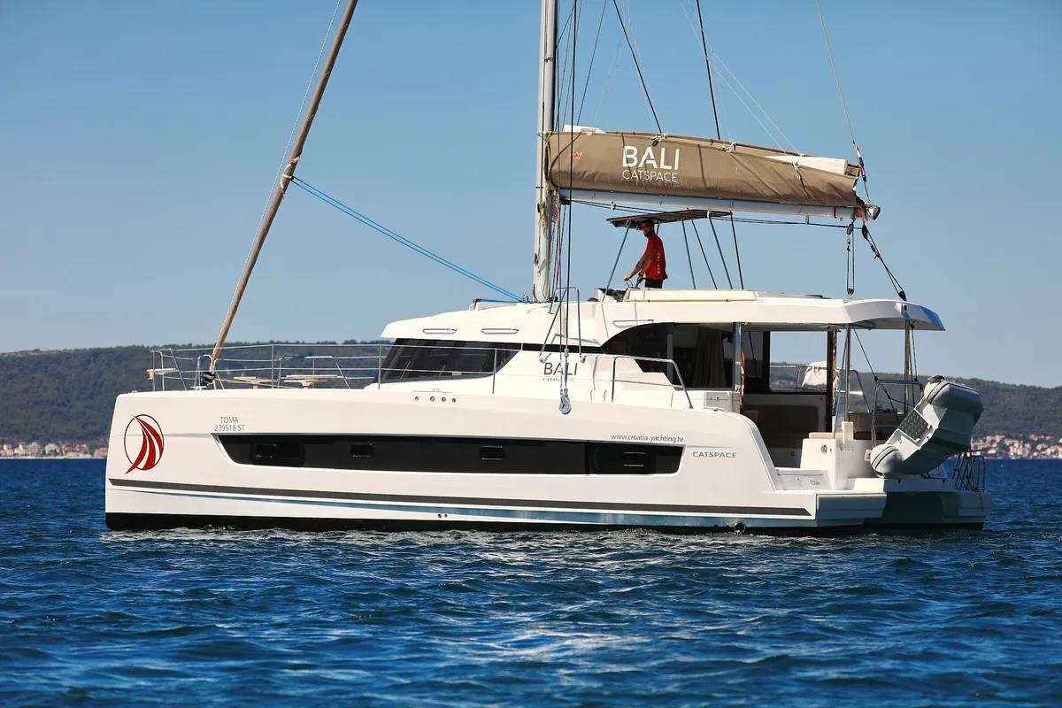 Exterior view of Toma, a Bali Catspace catamaran at Grad Kaštela, Croatia