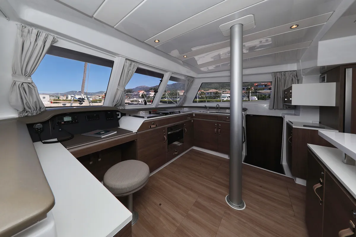 Galley of Toma, a Bali Catspace catamaran at Grad Kaštela, Croatia
