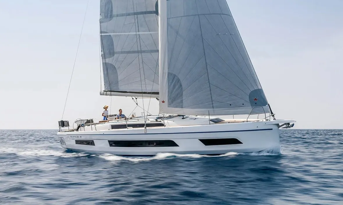 Exterior view of KAROS , a Dufour 41 sailboat at Road Town, British Virgin Islands