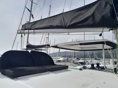 Deck of Speranza B&B, a Lagoon 42 catamaran at Hyères, France