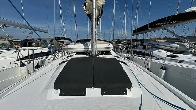 Deck of Miss Esme, a Elan Impression 50.1 sailboat at Seget Donji, Croatia